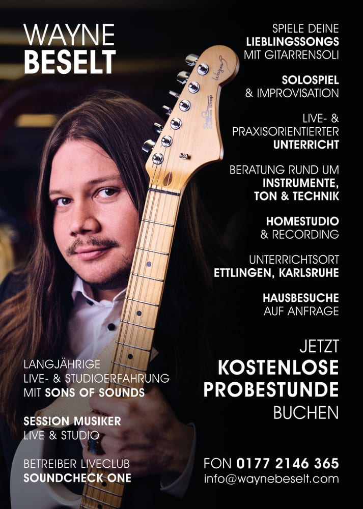 Flyer Wayne Beselt Guitarrenunterricht